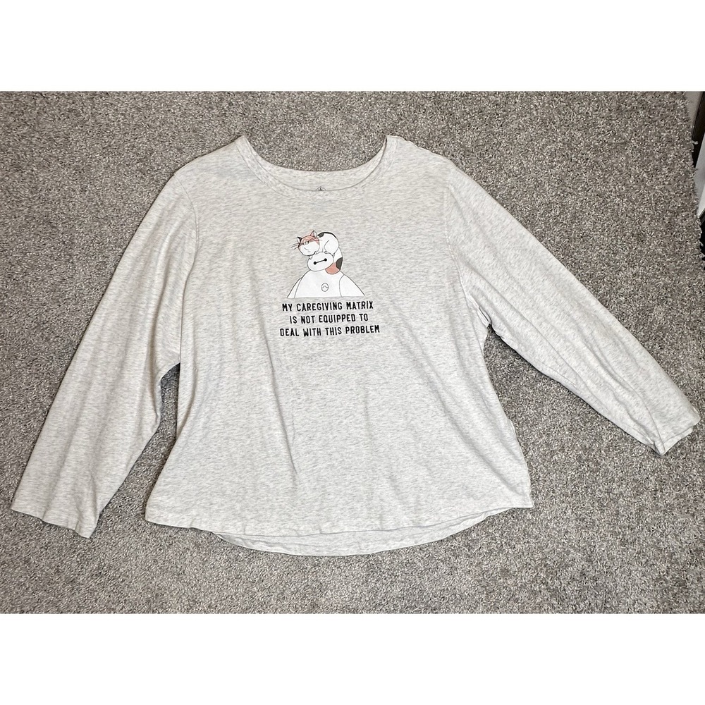 Disney Baymax Mochi Big Hero 6 Caregiving Matrix Women's Long Sleeve Shirt 2X